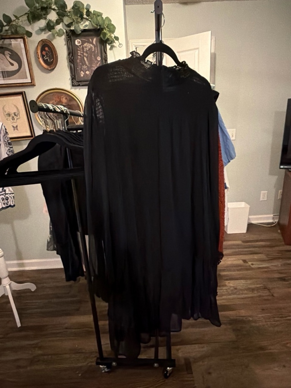 CeCe Black Sheer Long Sleeve Dress